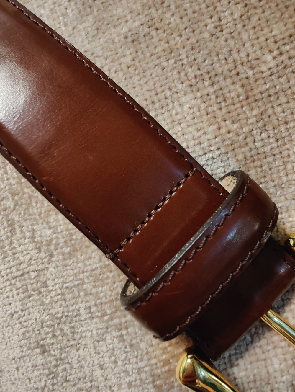 Vintage Avignon Brown Leather Belt with Gold Buckle, Fit 28" - 32" - Picture 10 of 13